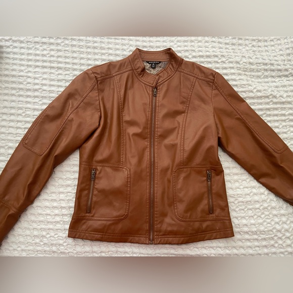 George tan leather jacket, size medium - Picture 5 of 13